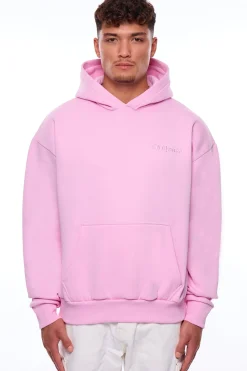 HEAVY OVERSIZE EMBO HOODIE PINK