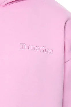 HEAVY OVERSIZE EMBO HOODIE PINK