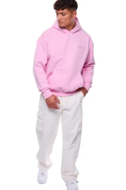 HEAVY OVERSIZE EMBO HOODIE PINK