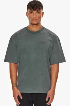 HEAVY OVERSIZE EMBO T-SHIRT WASHED GREY