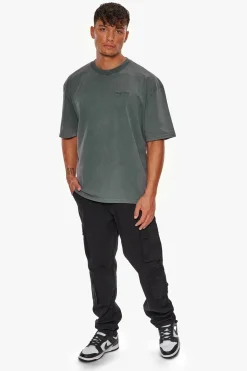 HEAVY OVERSIZE EMBO T-SHIRT WASHED GREY