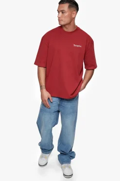 HEAVY OVERSIZE EMBO T-SHIRT RED