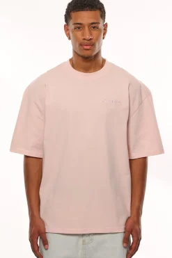HEAVY OVERSIZE EMBO T-SHIRT WASHED PINK