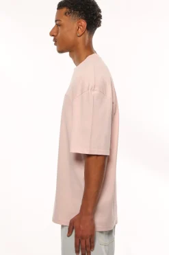 HEAVY OVERSIZE EMBO T-SHIRT WASHED PINK