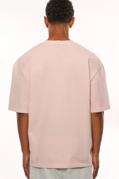 HEAVY OVERSIZE EMBO T-SHIRT WASHED PINK