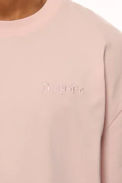 HEAVY OVERSIZE EMBO T-SHIRT WASHED PINK
