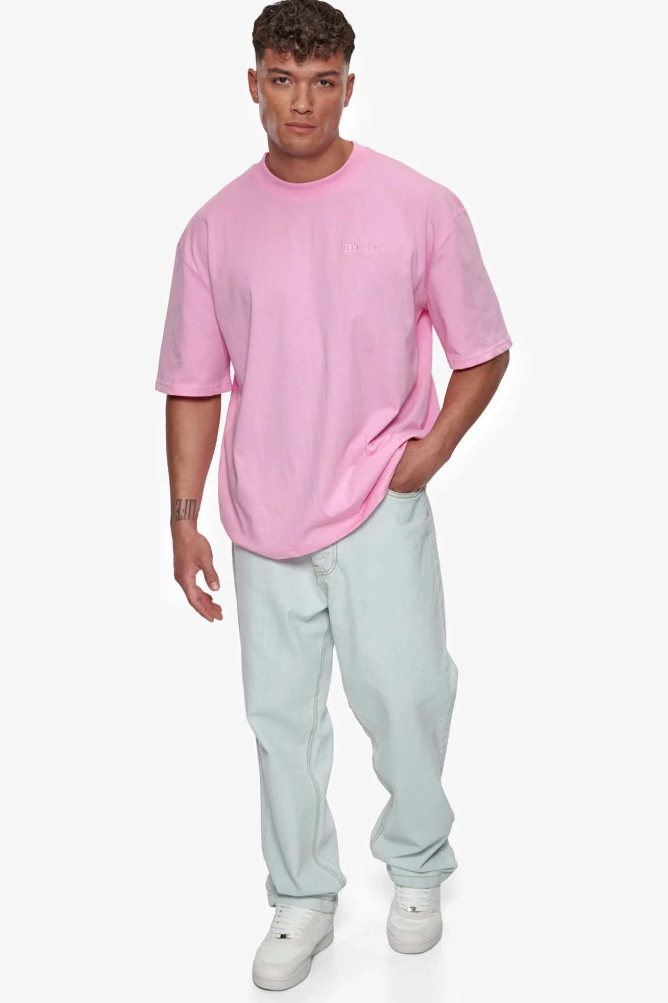 HEAVY OVERSIZE EMBO T-SHIRT PINK
