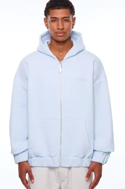 HEAVY OVERSIZE EMBO ZIP HOODIE ICE MELT