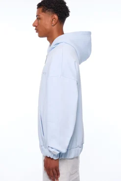 HEAVY OVERSIZE EMBO ZIP HOODIE ICE MELT