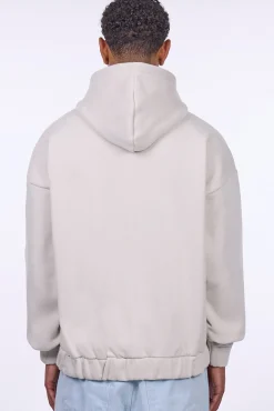 HEAVY OVERSIZE EMBO ZIP HOODIE WHITE ONYX