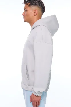 HEAVY OVERSIZE EMBO ZIP HOODIE VAPOR BLUE