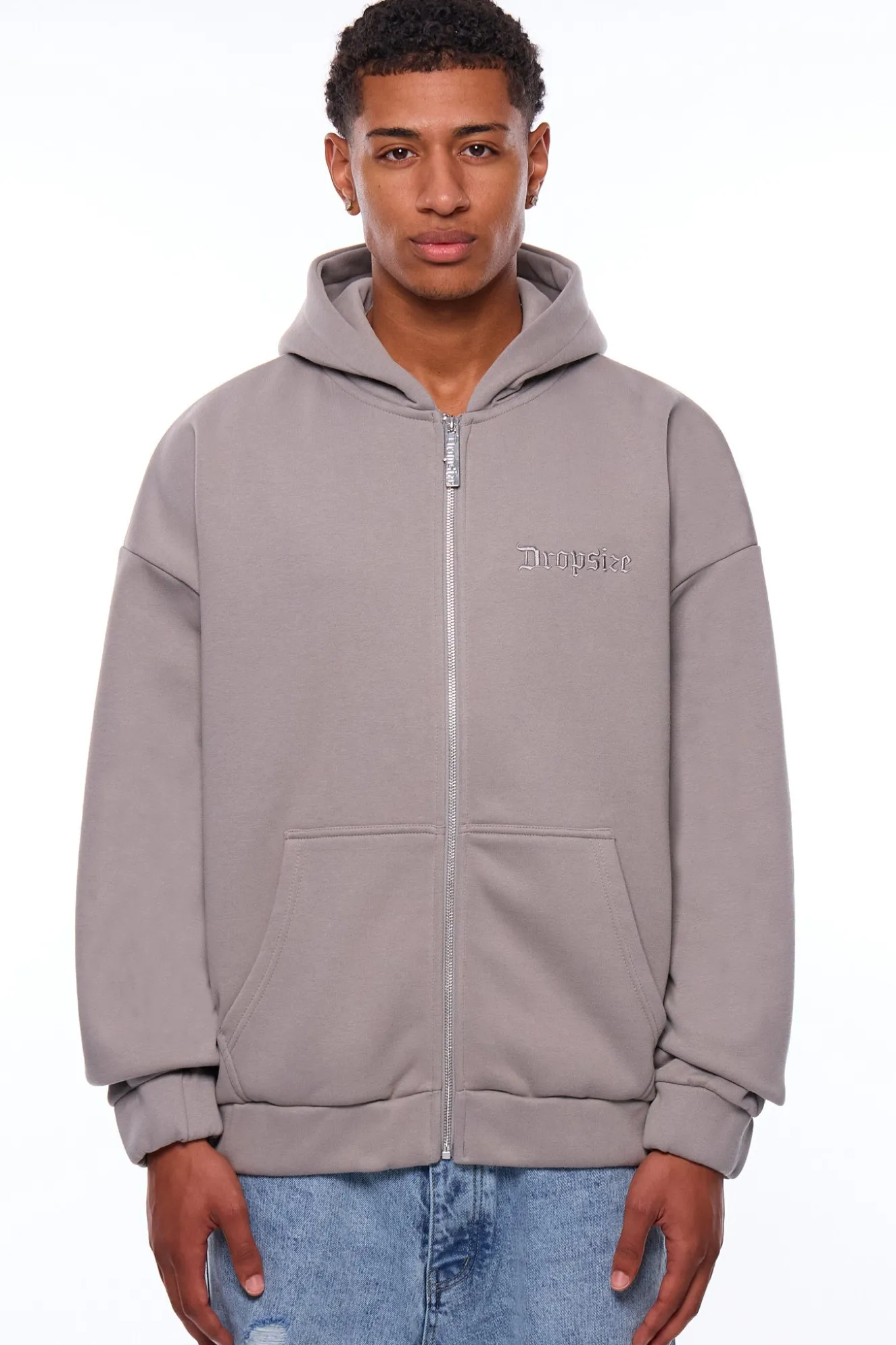 HEAVY OVERSIZE EMBO ZIP HOODIE WET WEATHER