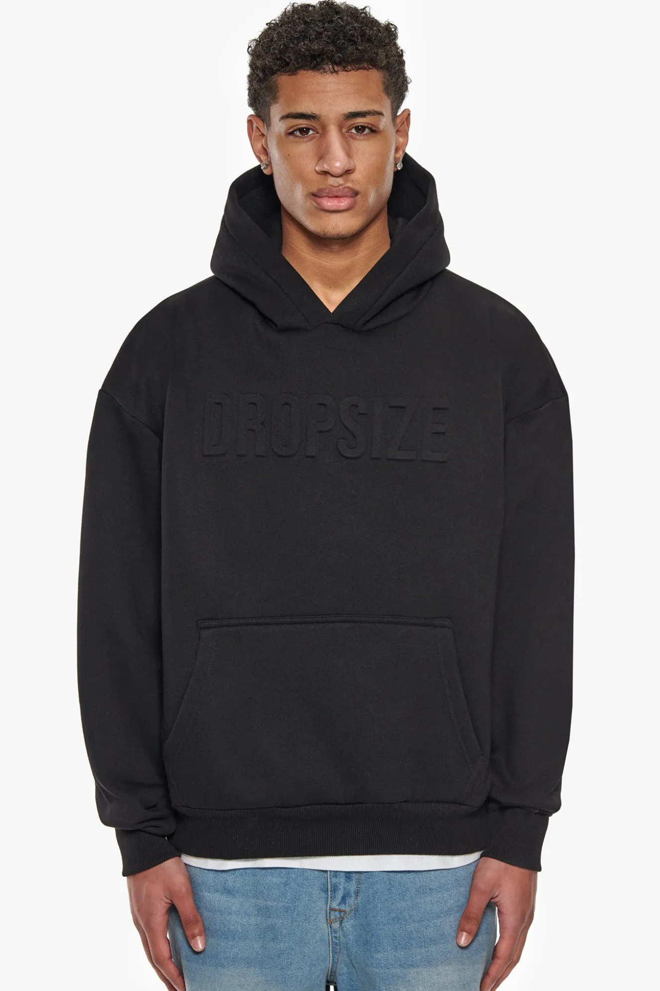 HEAVY OVERSIZE EMBOSSED HOODIE BLACK