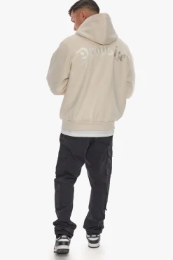 HEAVY OVERSIZE FLAT BACK EMBO HOODIE COCONUT MILK
