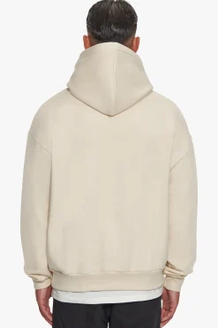 HEAVY OVERSIZE FLAT FRONT EMBO HOODIE COCONUT MILK