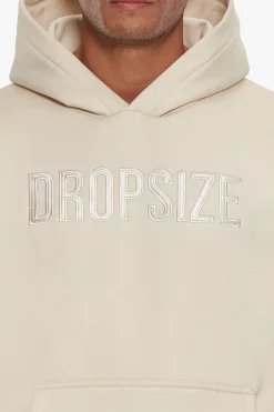 HEAVY OVERSIZE FLAT FRONT EMBO HOODIE COCONUT MILK