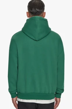 HEAVY OVERSIZE FLAT FRONT EMBO HOODIE WASHED GREEN
