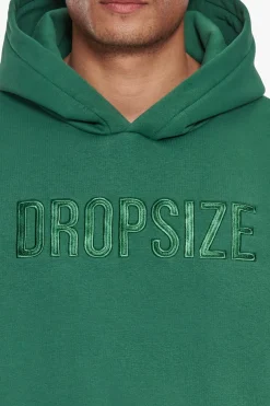 HEAVY OVERSIZE FLAT FRONT EMBO HOODIE WASHED GREEN