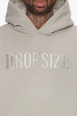 HEAVY OVERSIZE FLAT FRONT EMBO HOODIE MOON BEAM