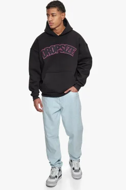 HEAVY OVERSIZE FLAT V2 EMBO HOODIE BLACK