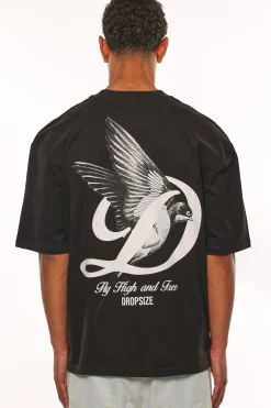 HEAVY OVERSIZE FLY HIGH T-SHIRT BLACK