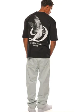 HEAVY OVERSIZE FLY HIGH T-SHIRT BLACK