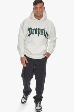HEAVY OVERSIZE FRONT EMBO LOGO HOODIE CREAM