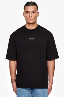 HEAVY OVERSIZE FRONT RUBBER PATCH T-SHIRT BLACK