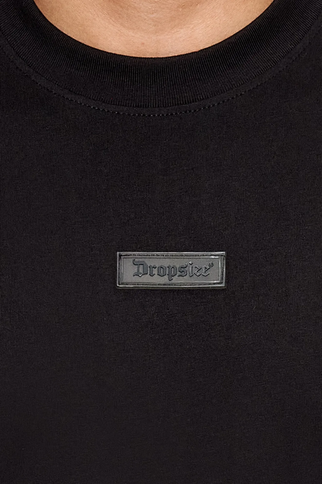 HEAVY OVERSIZE FRONT RUBBER PATCH T-SHIRT BLACK