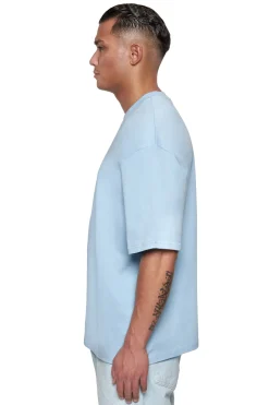 HEAVY OVERSIZE FRONT RUBBER PATCH T-SHIRT BABY BLUE
