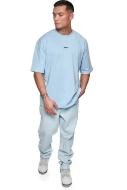 HEAVY OVERSIZE FRONT RUBBER PATCH T-SHIRT BABY BLUE