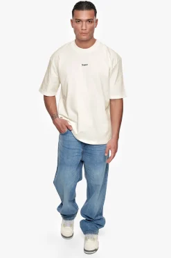 HEAVY OVERSIZE FRONT RUBBER PATCH T-SHIRT CREAM