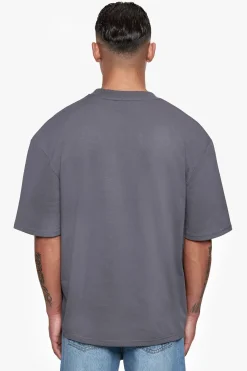 HEAVY OVERSIZE FRONT RUBBER PATCH T-SHIRT STEEL GREY