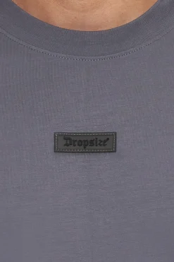 HEAVY OVERSIZE FRONT RUBBER PATCH T-SHIRT STEEL GREY