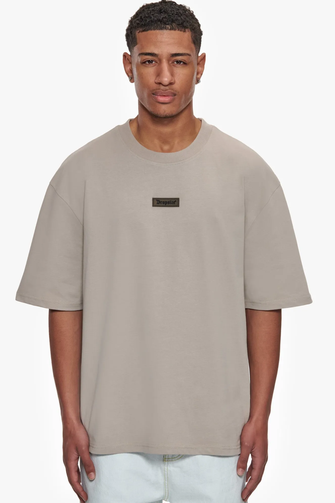 HEAVY OVERSIZE FRONT RUBBER PATCH T-SHIRT STONE