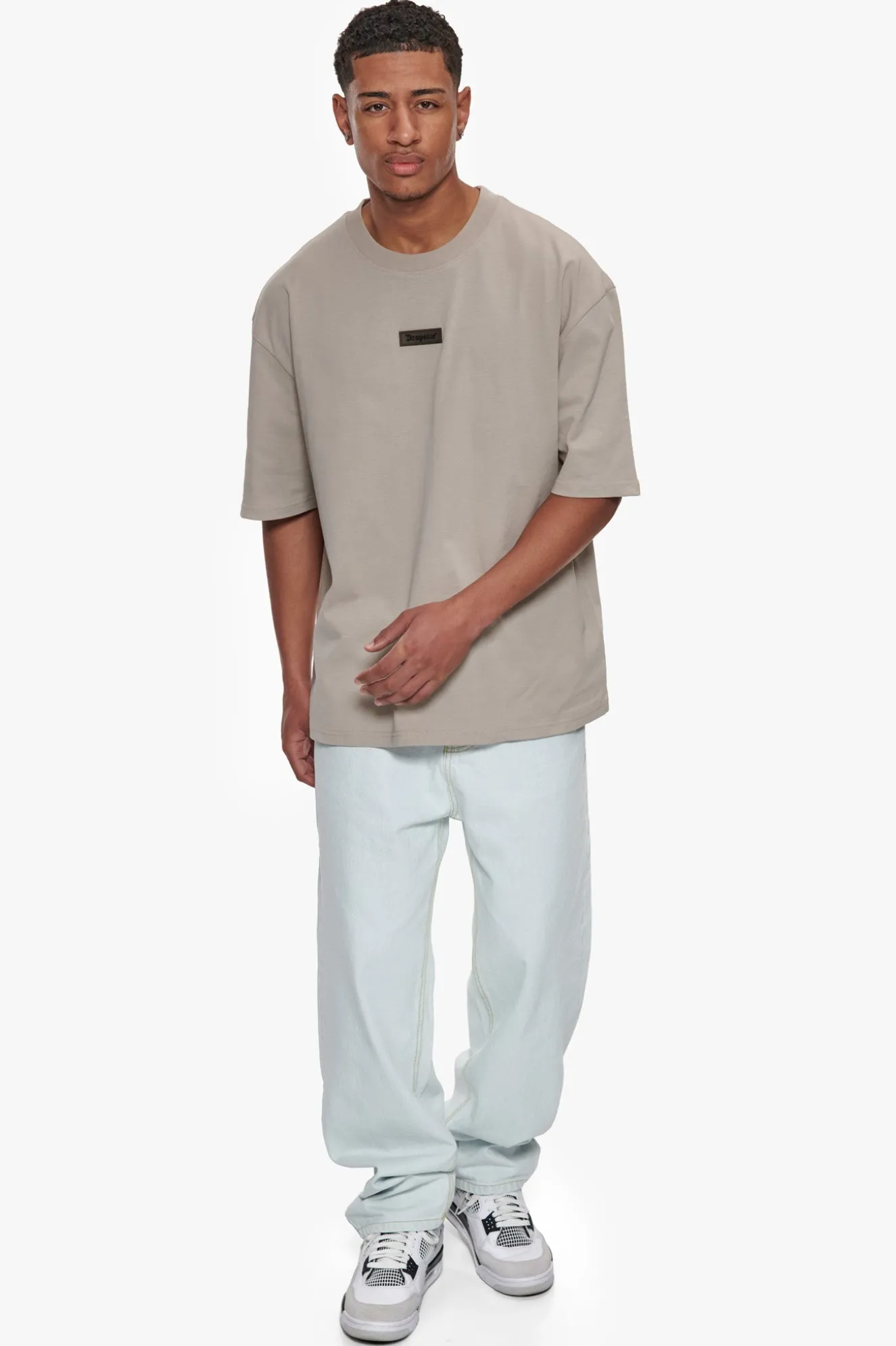HEAVY OVERSIZE FRONT RUBBER PATCH T-SHIRT STONE