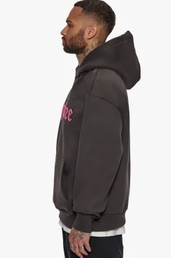 HEAVY OVERSIZE FROTTEE HOODIE WASHED BLACK