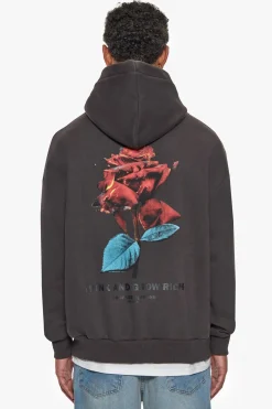 HEAVY OVERSIZE GROW RICH HOODIE WASHED BLACK