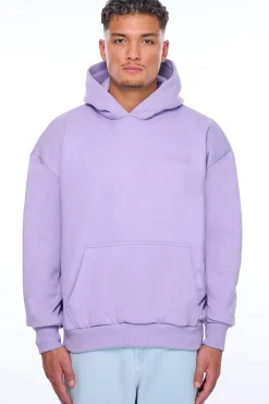 HEAVY OVERSIZE HD PRINT HOODIE PURPLE ROSE
