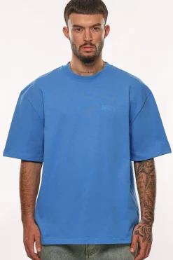 HEAVY OVERSIZE HD PRINT T-SHIRT AZURE BLUE