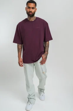 HEAVY OVERSIZE HD PRINT T-SHIRT GRAPE WINE