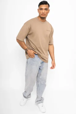 HEAVY OVERSIZE HD PRINT T-SHIRT SILVER MINK