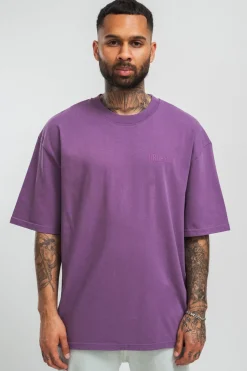 HEAVY OVERSIZE HD PRINT T-SHIRT WASHED PURPLE