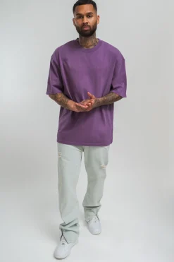 HEAVY OVERSIZE HD PRINT T-SHIRT WASHED PURPLE