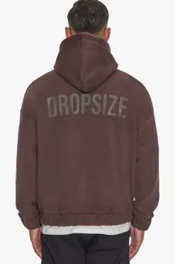 HEAVY OVERSIZE HD PRINT ZIP HOODIE CHOCOLATE