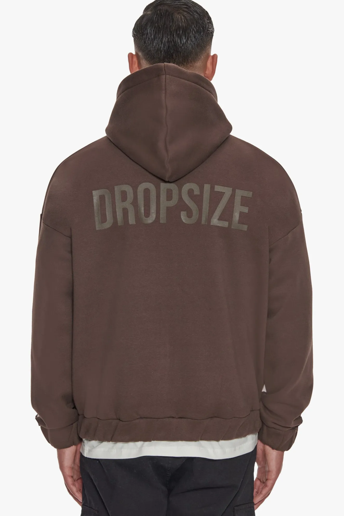 HEAVY OVERSIZE HD PRINT ZIP HOODIE CHOCOLATE