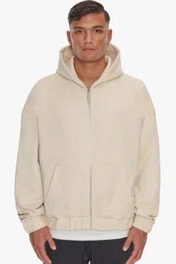 HEAVY OVERSIZE HD PRINT ZIP HOODIE COCONUT