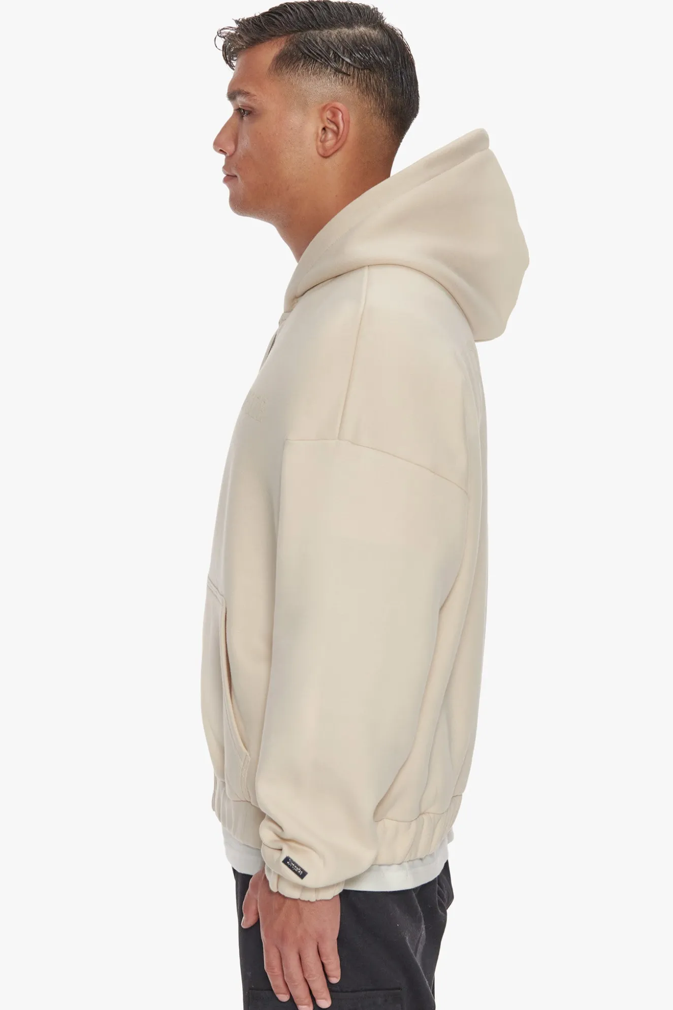HEAVY OVERSIZE HD PRINT ZIP HOODIE COCONUT