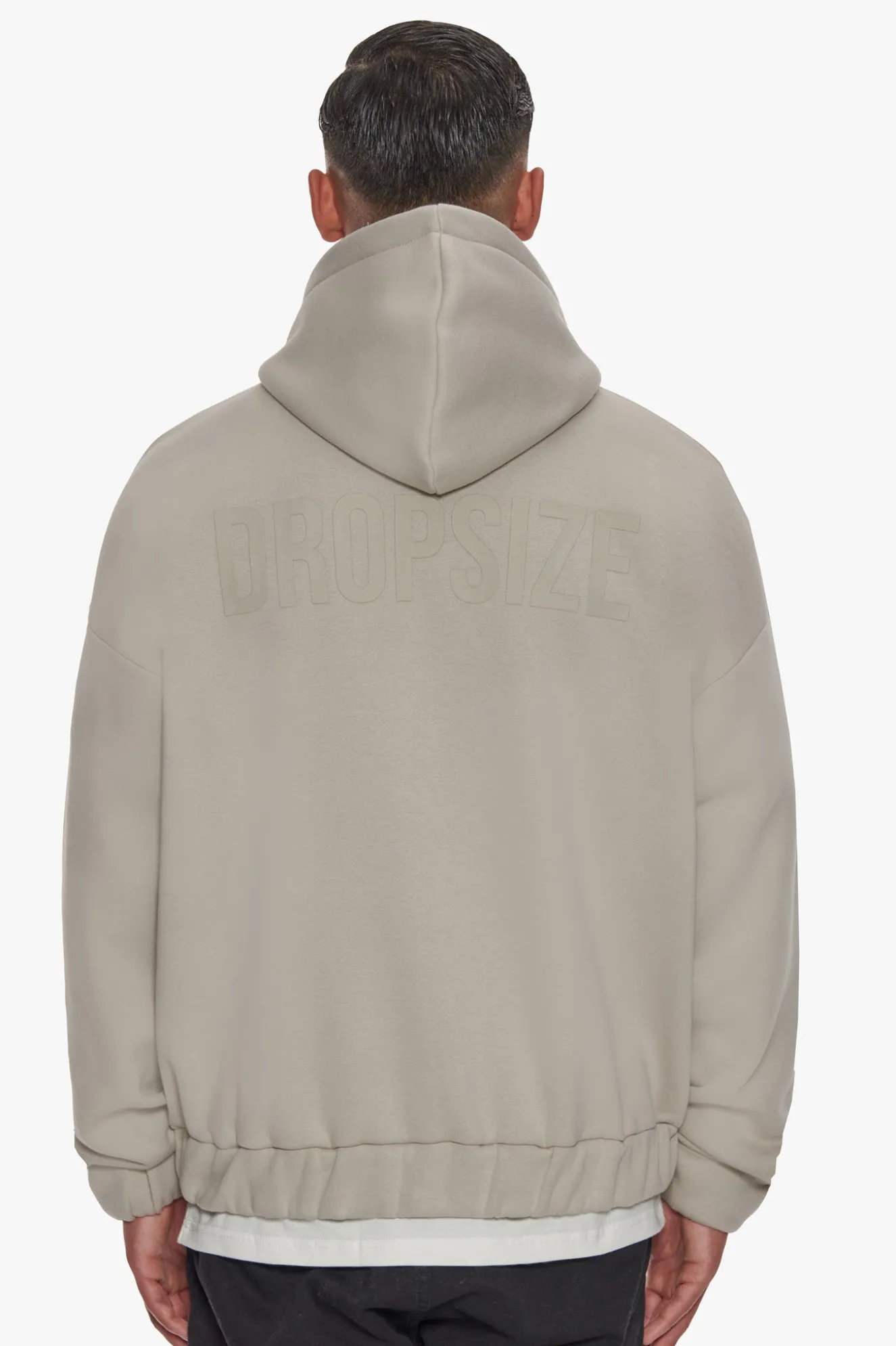 HEAVY OVERSIZE HD PRINT ZIP HOODIE STONE