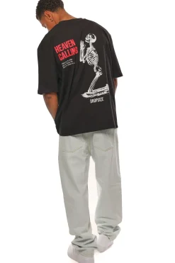 HEAVY OVERSIZE HEAVEN CALLING T-SHIRT BLACK